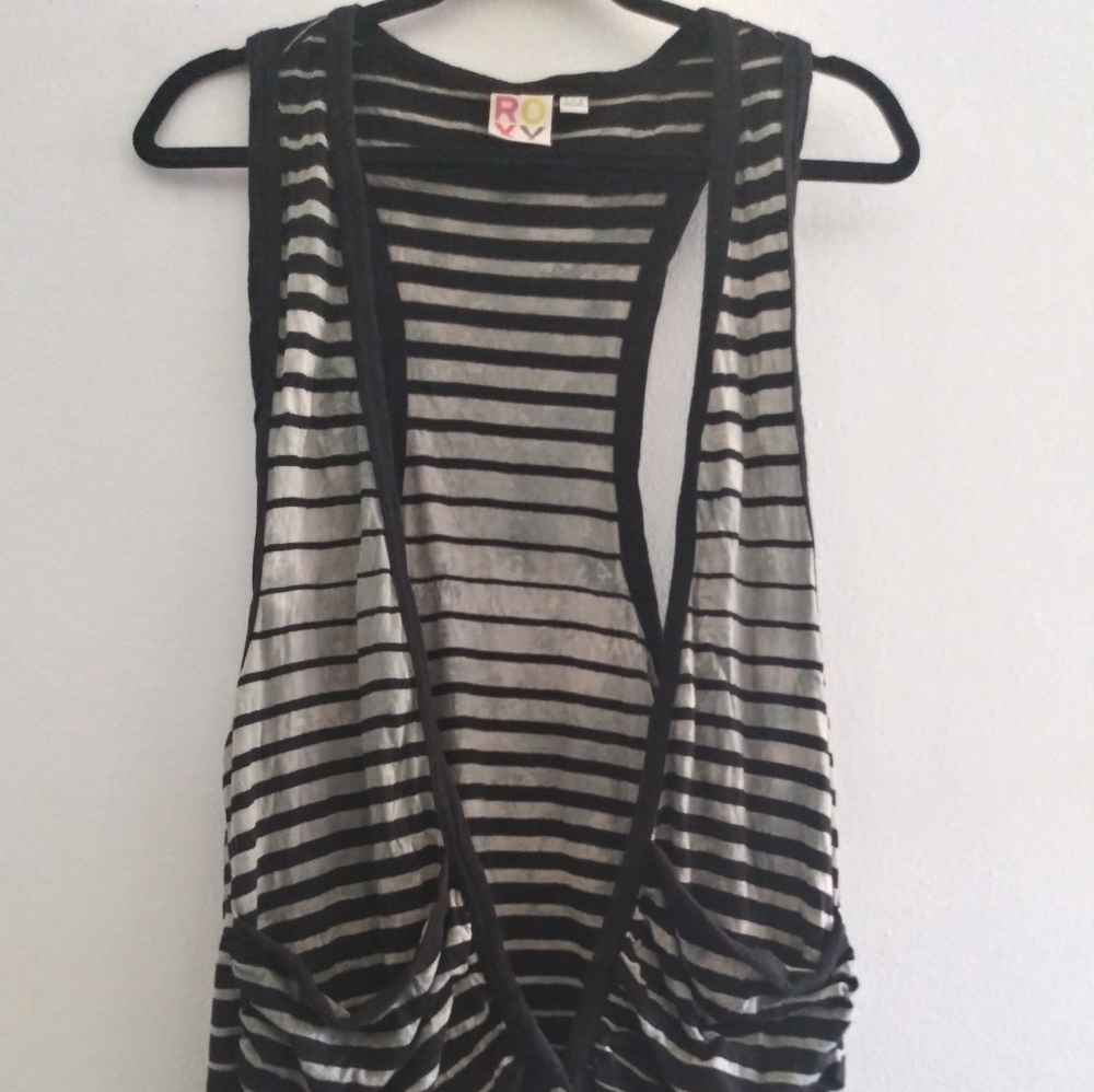 NWOT Roxy Black Ombre Stripe Button-Up Sweater Vest